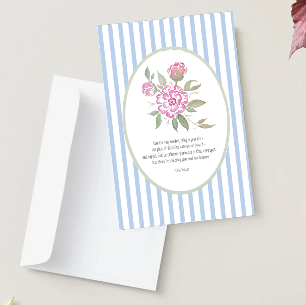 Greeting Card: Peonies & Lilias Trotter Quote