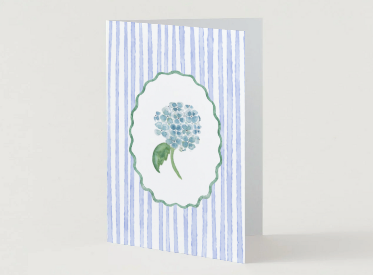 Greeting Card: Hydrangea & Stripes