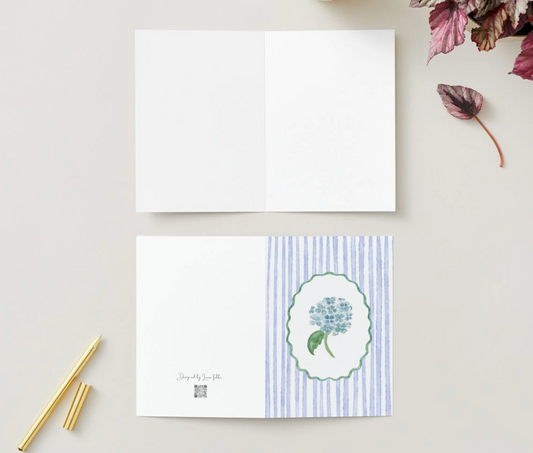 Greeting Card: Hydrangea & Stripes