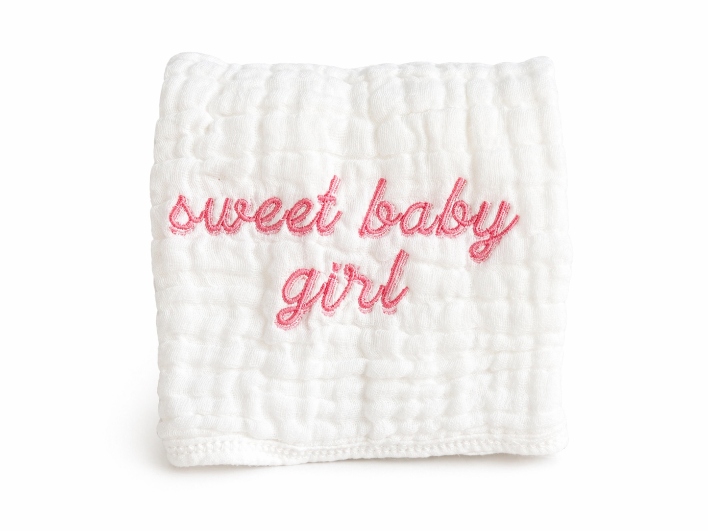 “Sweet Baby Girl” Muslin Burp Cloth
