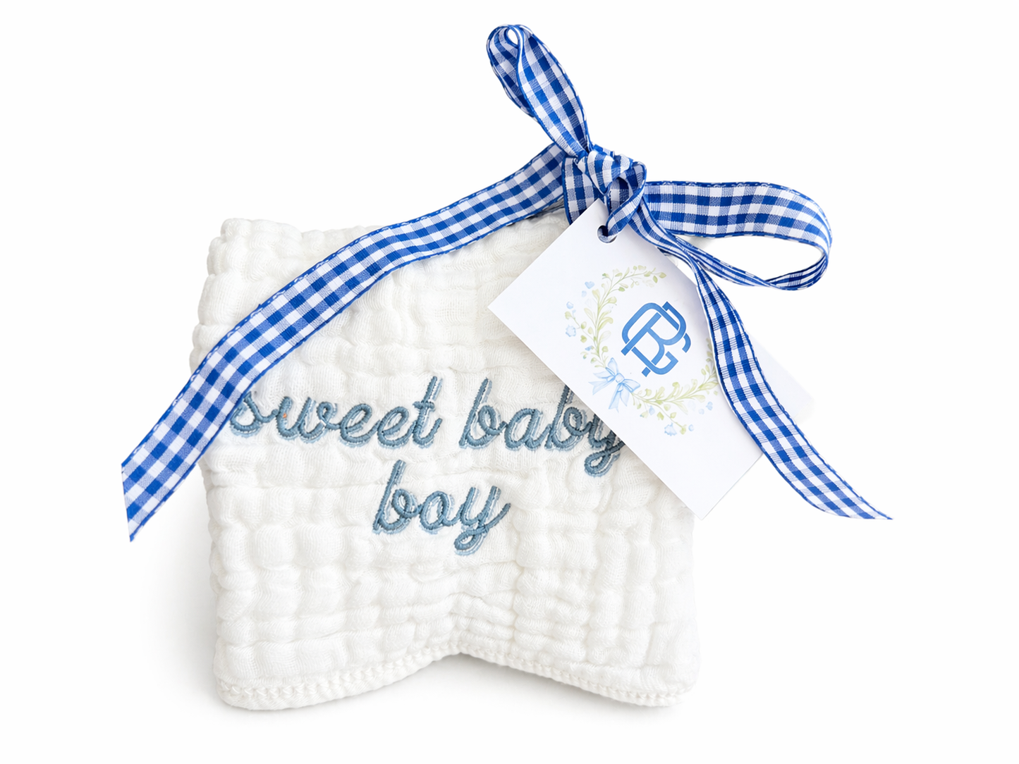 “Sweet Baby Boy” Muslin Burp Cloth
