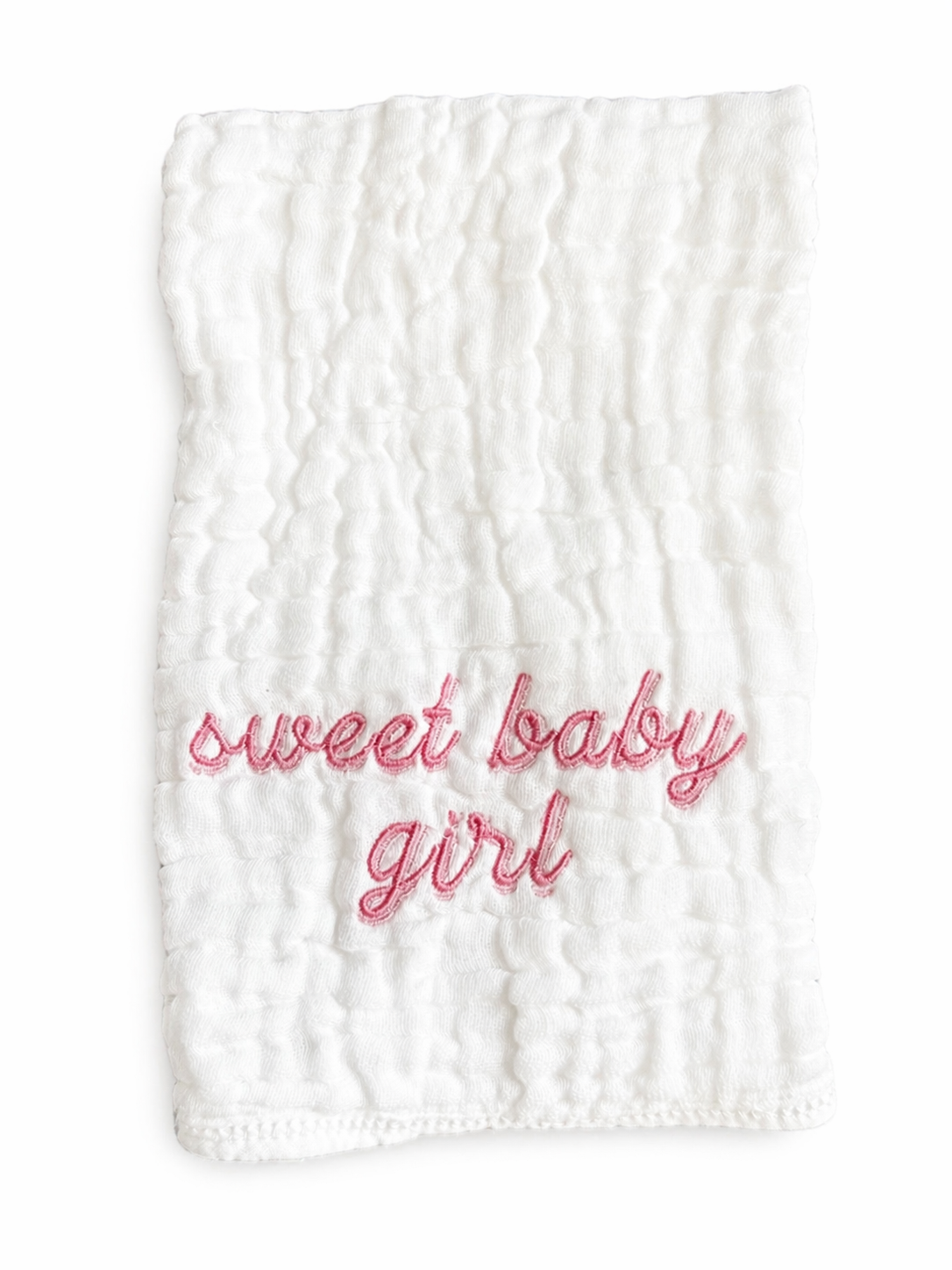 “Sweet Baby Girl” Muslin Burp Cloth