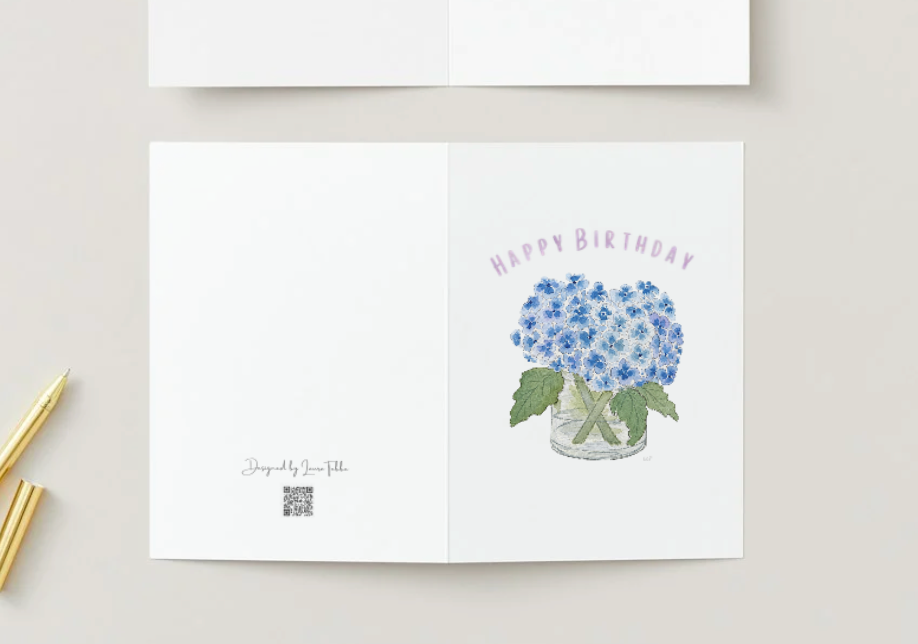 Greeting Card: Happy Birthday with Hydrangeas