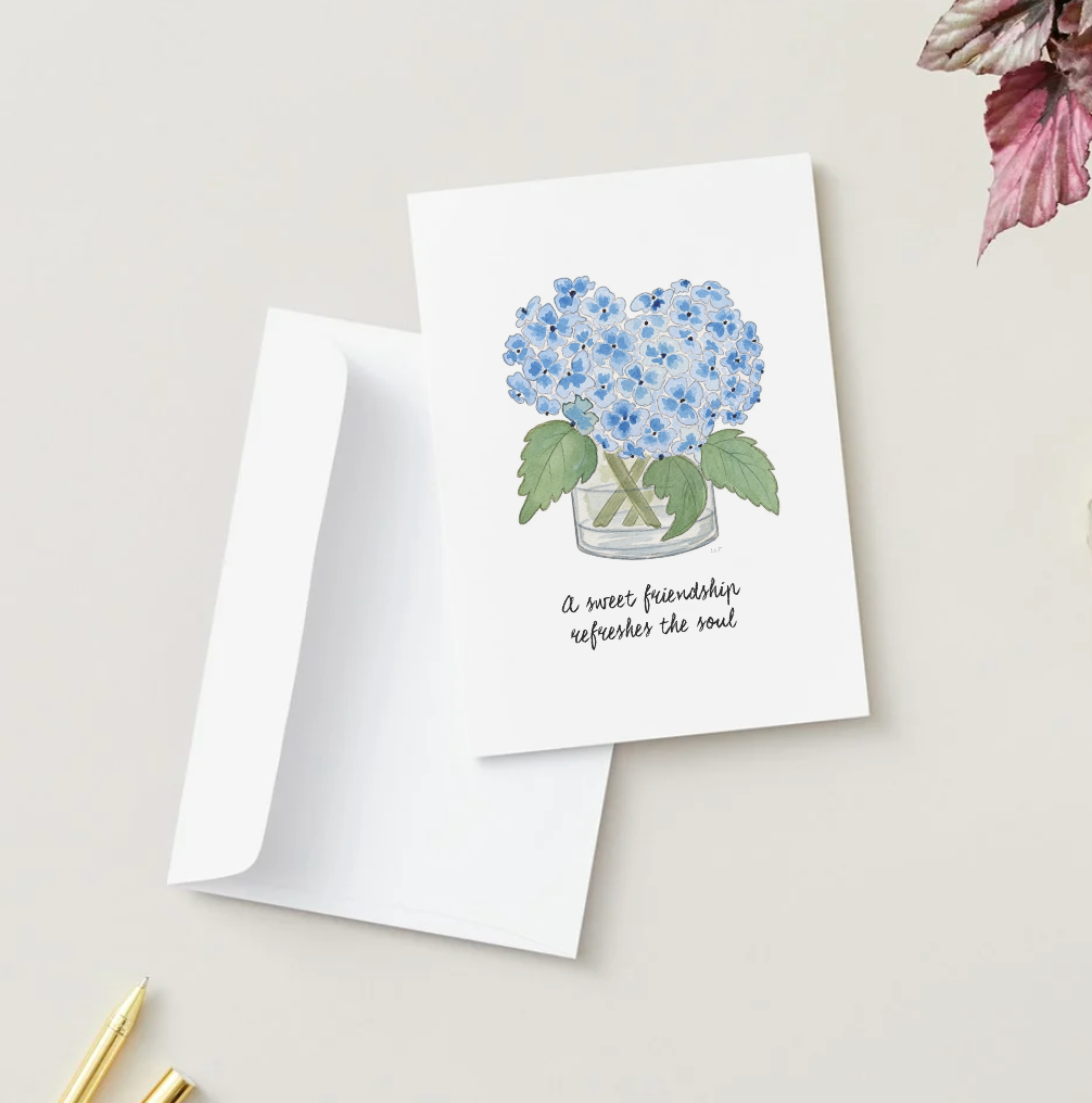 Greeting Card: Friendship & Hydrangeas